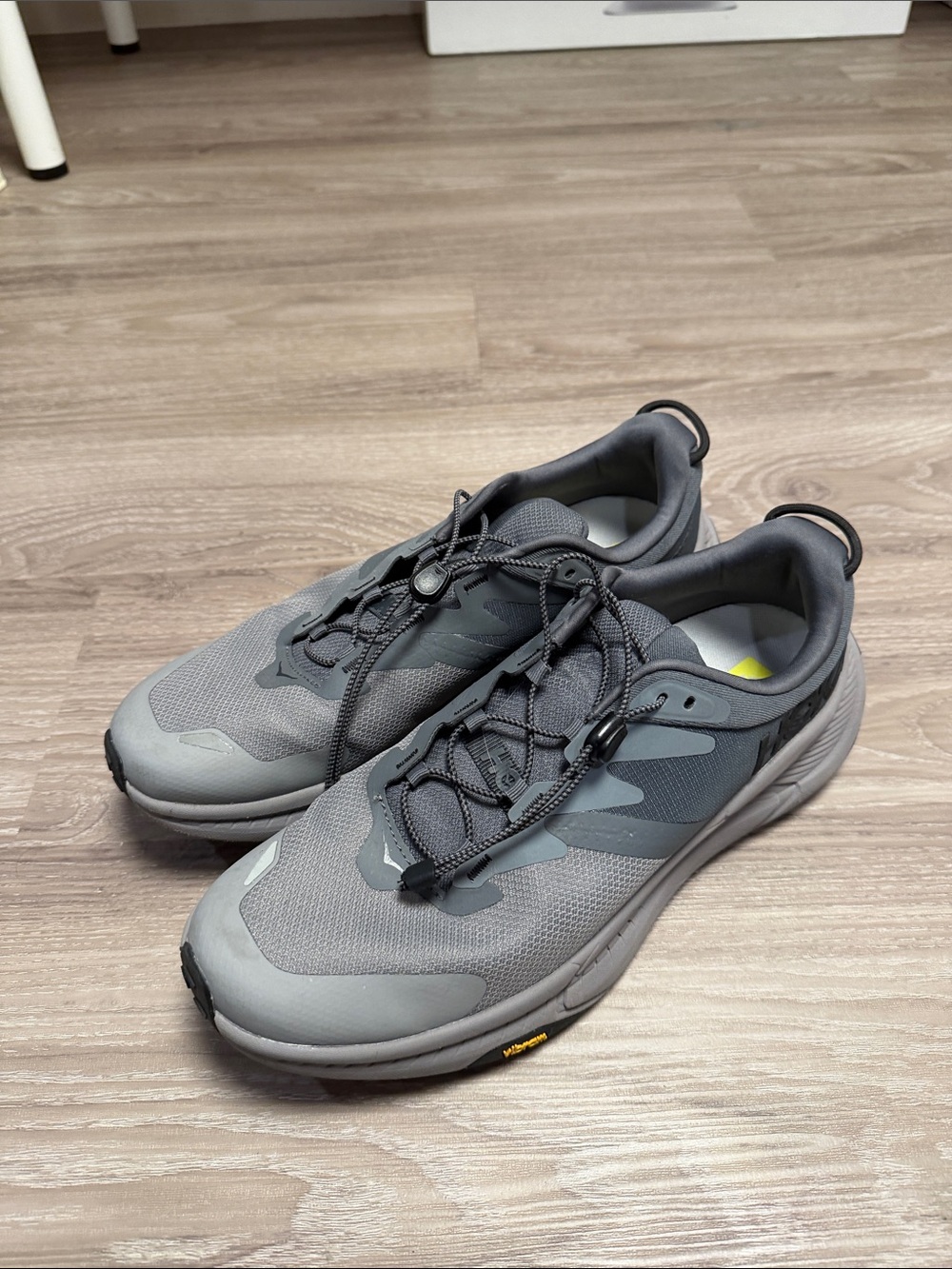 Hoka Men's Gray Athletic Sneakers with Quick-Pull Lacing